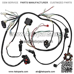 Wiring Harness Loom Kit CDI Rectifier Key Lgnition Coil Magneto Stator for Gy6 90cc 110cc 125cc 140cc 150cc ATV Quad Scooter