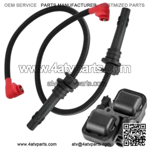 Ignition Coil with Spark Plug Wires for Polaris 4017693 | 4017692 | 2876049