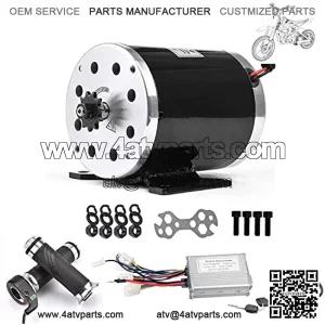 48V 1000W Brushed DC Motor High Speed Electric Motor & DC Brush Controller & Gas Accelerator Throttle & Ignition Lock for Dirt Bike e-Bike ATV Go Kart Moped Mini Bikes Motorized Bicycle