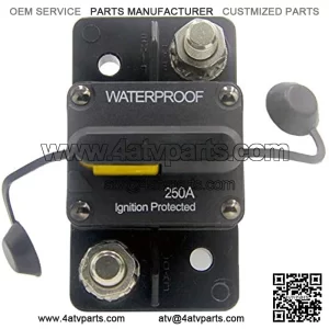 250 Amp Circuit Breaker, Marine Trolling Motors Boat ATV Manual Power Fuse Rest, Waterproof (250A) 12V-48VDC (No Manual Button Disconnect)