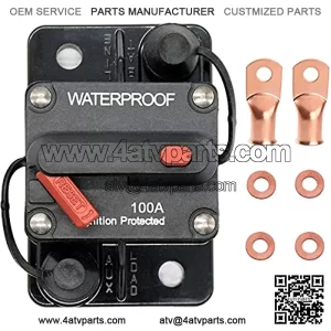 100 Amp Circuit Breaker with Manual Reset Fuse for Car Marine Trolling Motors Boat ATV Manual Power Protect for Audio System Fuse DC 12V-48V Waterproof (100A),74 x 49 x 44