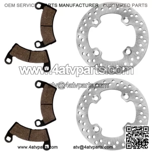 2 Front Brake Disc Rotor And Pads For Polaris RZR 4 800 2010 2011 2012 2013 2014
