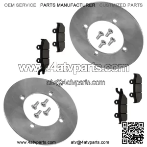 Front Rh Lh Brake Disc Rotor W/Bolt & Pads for Yamaha Viking 700 YXM700 2014-22