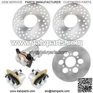 Front Rear Brake Caliper Disc Rotor W/Pad for Yamaha Rhino 660 YXR660 4X4 04-07