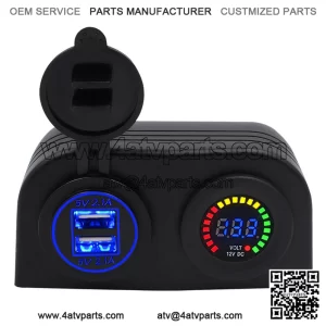 Blue 2-hole tent 4.2A with aperture dual USB+12v color screen voltmeter