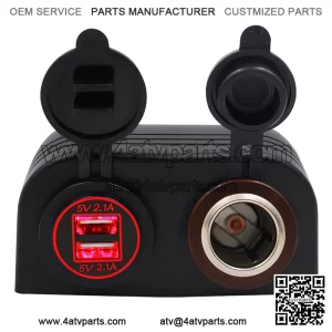 Red 2 hole tent 4.2A with aperture dual USB + metal cigarette lighter