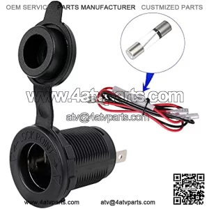 Female 12 Volt Cigarette Lighter Socket Car Automotive Marine ATV Truck RV Boats Lighter SockeOutlet Socket Receptacle, DAMAVO YM1084 12V/24V DC Flush Mount with Waterproof Plug (1 PC)