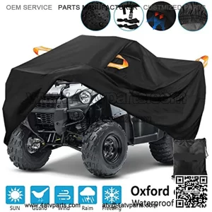 ATV Cover, Waterproof for Polaris Sportsman Yamaha Grizzly Honda FourTrax Kawasaki KFX Wheel Car with Air Vents Reflective Strips and Buckle Straps Length up to 83 inches