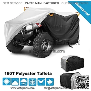 ATV Cover,Waterproof 2 Faces Usable Quad Cover with 190T Polyester Fabric 4 Wheeler Cover Heavy Duty ATV Storage Cover,All Weather Protection UV-Resistant Universal Quad Bike Cover Size XL