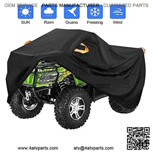 Waterproof ATV Cover, Quad 4 Wheeler Cover Heavy Duty Outdoor Storage for Polaris Sportsman Yamaha Honda Kawasaki with Straps (Up to 82 Inches)