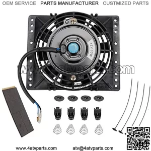 6 Inch Slim 650CFM Radiator Cooling Fans Universal Slim Pull Push 12V 80W Direct Replacement Electric Fan with Mount Kit
