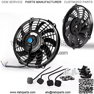 9" Universal High Performance 12V Slim Pull Push Racing Electric Radiator Engine Cooling Fan with Fan Mounting Kit,Black