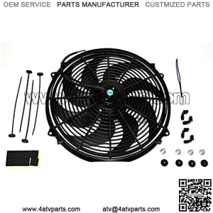 A-Team Performance 160061 16" Universal High Performance Heavy Duty 12 Volts Black Radiator Electric Wide Curved Cooling Fan Assembly Kit 8 Blade Fan 3000 CFM