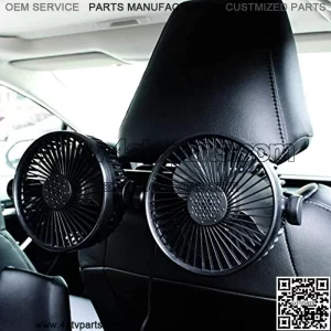 Car Fans,12V/24V Electric Cooling Fan, Headrest 360 Degree Rotatable Dual Head Rear Seat Air Fan for Sedan SUV RV Boat