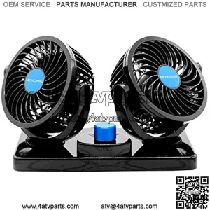 Electric Car Cooling Fan, Dual Head 12V 360 Degree Rotatable for Auto Truck Vehicle Boat