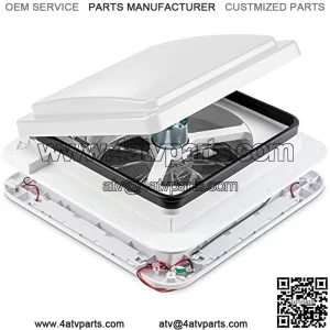 11?? RV Roof Vent Fan with LED Light | 12V Motorhome Vent Fan | Intake & Exhaust, Manual Open/Close & White Lid | Includes Screws & Garnish
