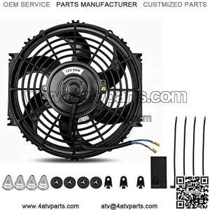 Universal High Performance Reversible 10 Inch Electric Radiator Cooling Fan with Mounting Kit 1350 CFM 12 Volts 6.67 Amps 80 Watts