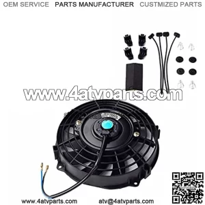 Universal Slim Fan Push Pull Electric Radiator Cooling 12V 80W Mount Kit (Black, 7")