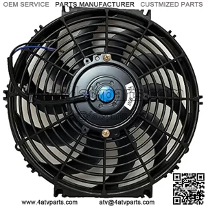 Upgr8 Universal High Performance 12V Slim Electric Cooling Radiator Fan with Fan Mounting Kit (12 Inch, Black)