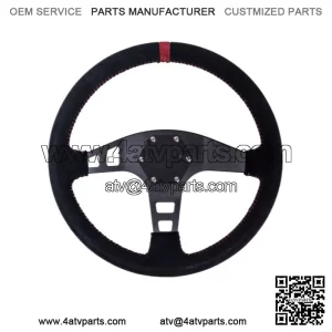 PRP Flat Suede Steering Wheel With Red Stripe For Polaris RZR/Can-Am Maverick