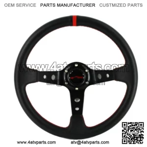 For Polaris RZR Can-Am Yamaha Deep Dish 2.75" Steering Wheel Black Red Stitching