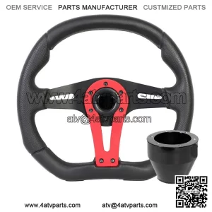 Force Steering Wheel Black w/ Red Accent Can-Am Polaris + Black Hub
