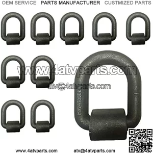 Mega Cargo Control 1" Long Type Weld-On D Rings (10-Pack) | Heavy-Duty Forged Steel Tie Down Anchor w/Bracket for Flatbed Trucks & Trailers WLL: 15,000