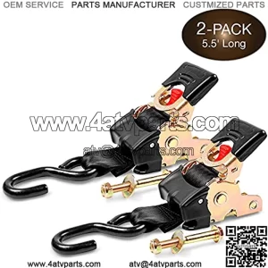 2 Quick n Easy Auto Retractable - 2 Inch x 5.5 Ft - Retractable Ratchet Tie Down Straps for Boats, Jet Skis, Motorcycles, ATVs - Bolt-On - 4,000 lbs Break Strength