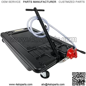 Low Profile Oil Drain Pan Portable 17 Gallon for Truck Car with Pump 8' Hose