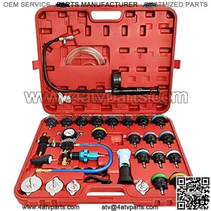 Coolant Pressure Tester Kit 33PCS with 2 Universal Adapters, Vacuum Type Radiator Cooling System Pressure Tester Kit