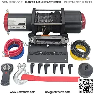 AC-DK 5500lb. Electric Synthetic Rope ATV Winch Kits, 12V Winch for Towing ATV/UTV Off Road Trailer, IP67 Waterproof Winch with Wireless Remote Control Mounting Bracket(5500 lbs Winch)