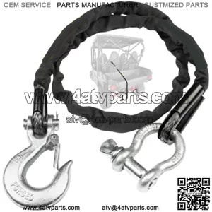 Original 4ft ATV Recovery Strap with Winch Hook and D Ring Shackle, Tow Rope for Four Wheeler, Quad, 12,300lb Synthetic Rope with Loops, Premium Mudding Accessories