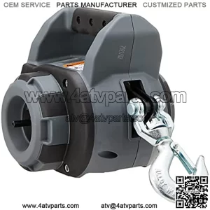 101575 Handheld Portable Drill Winch with 40 Foot Synthetic Rope: 750 lb Pulling Capacity, Gray