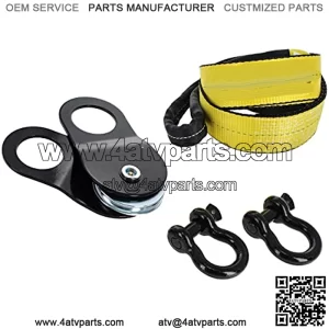 Offroad Recovery Kit - 8ft Tow Strap with Winch Accessories 20,000lbs Snatch Block and 2pk D Ring Shackles