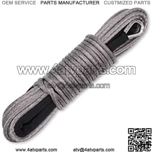 3/16" x 50' 7000LBs Synthetic Winch Line Cable Rope with Black Protecing Sleeve for ATV UTV (Gray)