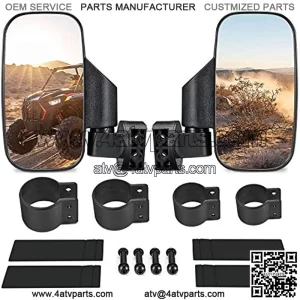 UTV Side Mirrors with 1.75" -2" Roll Bar Cage, UTV Mirrors 360 Degree Adjustable RZR Mirrors Compatible with Polaris RZR Kawasaki Teryx Mule Pioneer Yamaha YXZ