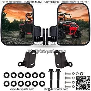 Ranger 1000 XP UTV Rear View Side Mirror Compatible with Polaris RANGER XP 1000, RANGER CREW XP 1000 2018 2019 2020 2021 2022 ( Fit For Factory Doors Installed )
