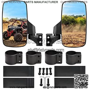 Upgraded Adjustable Pair UTV Side Mirror Set 1.75 or 2inch Roll Bar Cage, Universal UTV Side View Mirrors High Impact(Pack of 2)