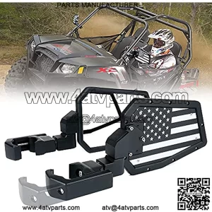 UTV Side Mirrors fits 1.75"-2 Inch Roll Bar Cage, Heavy-Duty Aluminum Rear View Mirror Adjustable Bracket for Off-Road, Side by Side, Polaris RZR XP Turbo, Can-Am Maverick X3 (America Flag)