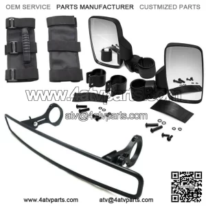 Fit KAWASAKI MULE Teryx 800 Round Roll Cage Bar Rear Side View Mirror Kit+Grip