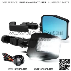 UTV LED Side View Mirrors w/ Puddle Lights Fit 1.75"-2 Inch Roll Cage Bar (For: More than one vehicle)