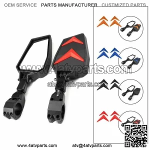 UTV Rear View Side Mirrors Convex For 1.75"-2" Polaris PRO XP Kawasaki Mule