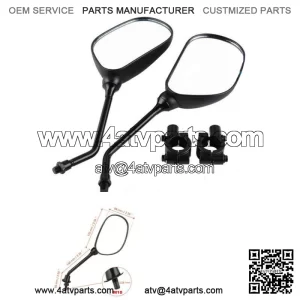 2X 22mm Universal ATV Rear View Side Mirrors With 10mm Mirror Holder Thread Hole