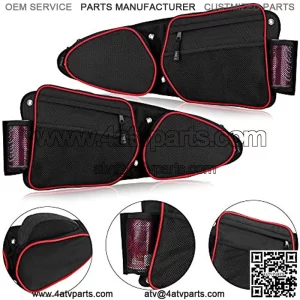 Door Bags Compatible with RZR, 2PCS Red Storage Bag Compatible with RZR Front Side Door with Knee Pad Compatible with 2014-2023 Polaris RZR XP 1000 Turbo 900XC S900(See Video for Instruction)