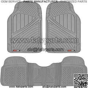 Motor Trend FlexTough Performance All Weather Rubber Car Floor Mats - 3 Piece Odorless Floor Mats for Cars Truck SUV, BPA-Free Automotive Floor Mats, Heavy-Duty Waterproof Liners (Gray)