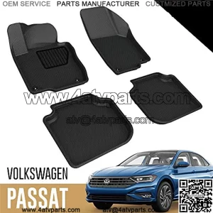 3D MAXpider L1VW05601509 Complete Set Custom Fit All-Weather Floor Mat for Select Volkswagen Passat Models - Kagu Rubber (Black)