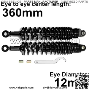 360mm 14.17 inch 8mm Spring Universal Motorbike Air Shock Absorber Rear Suspension ATV Quad Scooter Dirt Bike For YZF-R1 YZF-R6 YZF-125 XC EXC XCF
