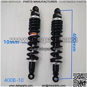 Suspension Shock 2 Pieces New 10mm Spring 400mm Rear Suspension Shock Absorber for ATV Quad Replace Motorcycle Black for Bike ??car (Color : Black Silver)