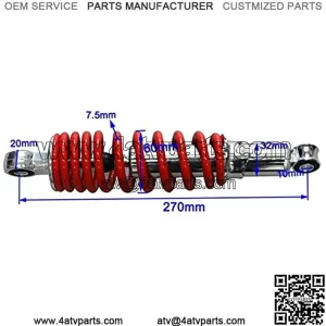 Motorcycle Suspension Strut Shock Absorbers 250mm 270mm 290mm Rear Back Shock Absorber 700LBS Motorcycle Suspension Bumper Fit for 50-150cc ATV Quad Bike Buggy Motorcycle Shock Absorber