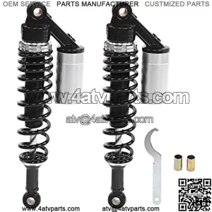 Motorcycle Shock Absorber Aluminium and Iron Pair 340mm Motorcycle Shock Absorber Rear Suspension Spring Universal for ATV SUV Motorbike Rear Shock Absorber(Black and silver)